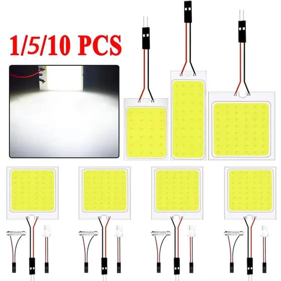 10 Pçs Acessórios Interiores Do Carro 18/24/48 Smd T10 4W 12V Cob Painel Interior Luzes Led Lâmpada Cúpula Luz