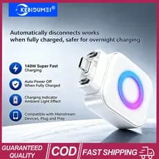 (Vendedores Quentes) 2 Pcs Adaptador De Carregamento Com Desconexão Automática Tipo-C 140W Smart Auto Física Proteção An