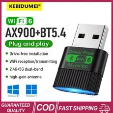 (Nova Chegada) 2 Em 1 Wifi6 Ax900 Usb Wifi Placa De Rede Bluetooth 5.4 Adaptador Sem Fio Banda Dupla 2.4/5Ghz 900Mbps Re