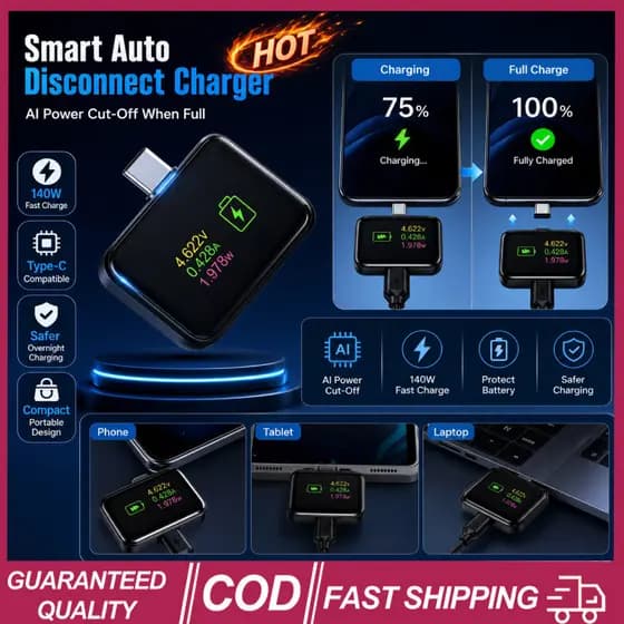 (Envio Em 12H) 2pcs Adaptador De Desconexão Automática Inteligente Totalmente Carregado 140W display Digital Separador D