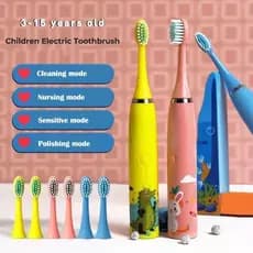 Escova Dental Elétrica Infantil Com 5 Cabeças Substitutas Kids Cartoon Ultrasonic Sonic A Bateria