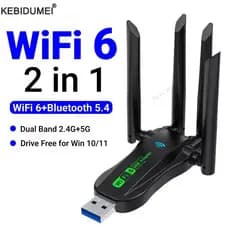 Adaptador USB Wi-Fi De 900Mbps 2 Em 1 Bluetooth 5.4 Wifi6 Placa De Rede 2.4G/5Ghz Receptor Dongle Driver Grátis Para PC