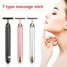 Barra De Levantamento Facial Dourada 24K Rolo Em Forma De T Ferramenta Vibratória Emagrecimento Massageador
