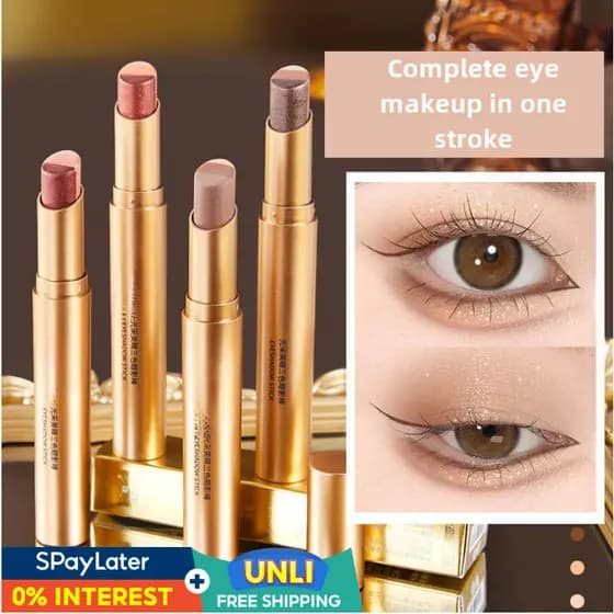 [Portátil e Prático] Matte Shimmer Gradient Three-color Eyeshadow Stick Bastão de Olhos/Sombra/Rotina de Maquiagem