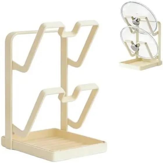 Tampa De Rack De Armazenamento Para Cozinha Com Balcão Multifuncional Bandeja Branca De Camada Dupla_holder