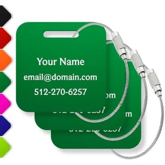 Etiquetas De Bagagem De Metal Personalizadas , Duráveis , Pretas , À Prova D'água , Mochila , Mala Resistente , 3 L , 6