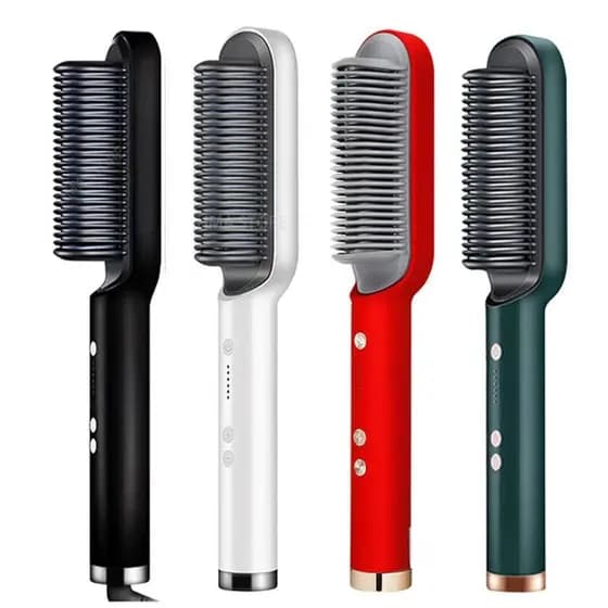 Escova Alisadora Elét. 3 em 1 Modeladora Bivolt 45W Pente Secador Alisa e Modela Cabelo Anti Frizz Profissional Portátil