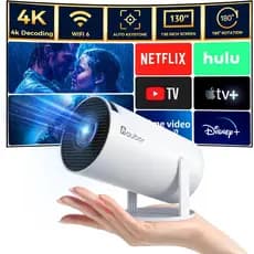 Projetor HY300 Smart 4K Android 11 WiFi 5G Bluetooth Home Theater Portátil Full HD 1080p Espelhamento Tela Cinema 150"