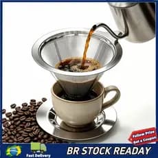 Coador de Café Inox 103 Permanente Reutilizável Filtro Ecológico Lavável Sem Papel Malha Café Mais Saboroso e Econômico