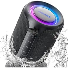 Caixa de som Bluetooth sem fio, à prova d'água e poeira com classificação IP67, com luzes, som estéreo potente de 15W, b