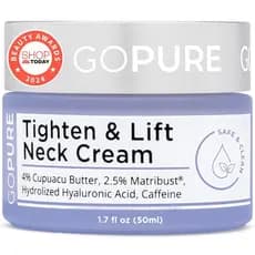 goPure Creme Hidratante para Pescoço e Peito para Firmar, Tonificar e Reduzir Visivelmente Rugas e Pele Flácida, 1,7oz