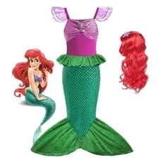 Fantasia da Pequena Sereia para Meninas, Fantasia de Cauda Infantil, Vestido de Princesa, Conjunto para Festa Temática d