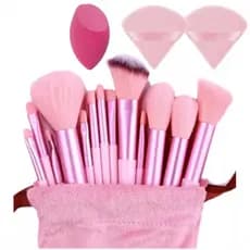 Kit 13 Pincéis de Maquiagem Profissional com Necessaire + Esponjas para Base e Pó