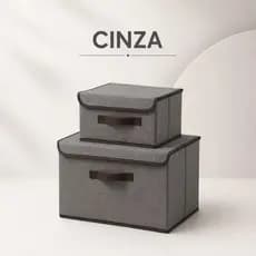 Kit 2 Caixas de Armazenamento Organizadora Tecido TNT Dobrável Para Roupas Objetos e Brinquedos