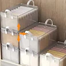 Cesto Organizador Transparente de Guarda Roupas Reforçado Dobrável Multiuso