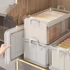 Kit 1/2/3 Caixa Organizadora Dobrável Roupas e Gavetas Organizadas Multiuso Com tampa em PVC Resistente E Ecológico