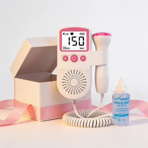 Doppler Fetal Portátil Rosa Monitoramento Gestacional Fácil Uso Doppler Gestante Uso Doméstico Sonar Fetal Gel Aplicação