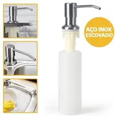 Dispenser De Detergente Com Dosador 350ml Para Porta Sabonete Líquido Embutir De Inox Pia Cozinha Detergente