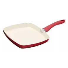 Frigideira Grill Alumínio Cerâmica Antiaderente 24cm Bistequeira Grelhar Sem Gordura Quadrada