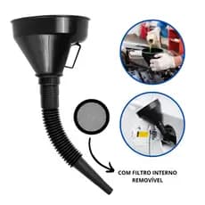 Funil Para Combustivel Automotivo Multiuso Para Troca De Oleo Plastico Moto Com Peneira Completo