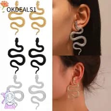 OKDEALS Brincos Com Pingente Em Forma De Cobra , Da Moda Tendência De Metal Exagerados Escuros