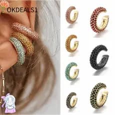 OKDEALS CZ Brincos De Punho Jóias De Moda Festa Sem Piercing