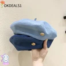 Chapéu Boina Jeans OKDEALS , Boinas Octogonais Para Atividades Ao Ar Livre , Boné Com Viseira Retrô Respirável Lazer