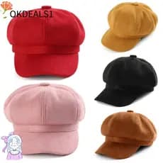 OKDEALS Baker Cap Chapéus E Bonés Ajustáveis Em Tecido De Camurça Chapéu De Caminhão Jornaleiro De Cor Sólida