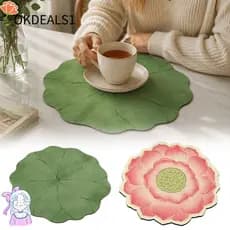 OKDEALS Porta-Copos De Lótus , Tapete Redondo Para Mesa De Jantar Estilo Chinês , Almofada Absorvente De Água Resistente