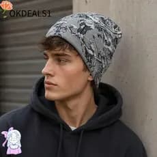 OKDEALS Gorros De Rua , Chapéu De Malha Jacquard Hip-hop Y2K , Proteção Elástica Para Os Ouvidos Casual De Inverno