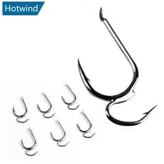 HW 10Pcs Anzol Duplo De Pesca Com Barb Aço Carbono Anti-Corrida Peixe Em Forma De Cast Sea Lake Fishing F5P9