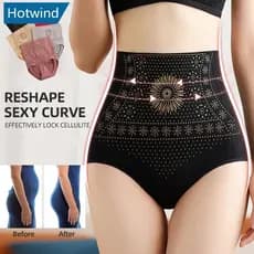 HW Roupa Íntima Feminina De Emagrecimento Butt Lifter Calcinha De Cintura Alta Modelagem De Barriga Plana Cueca Sem Costura De Controle Pós-Parto D9X4