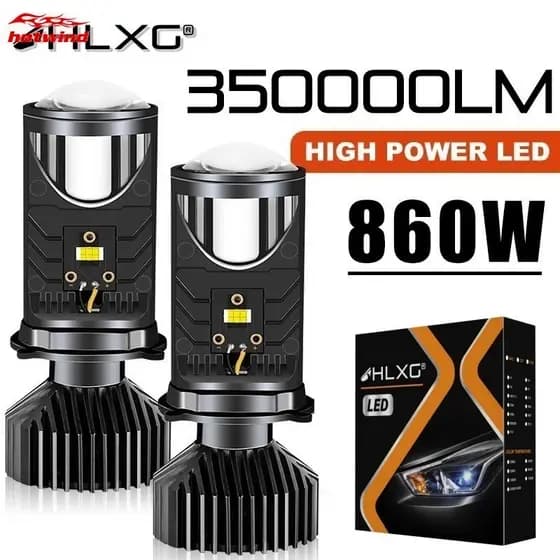 Projetor HW Lente H4 350000LM 860W Led Lâmpadas De Teto Para Carros H4 Bi Canbus Turbo Light 12V 36V Lentes De Alta Qualidade