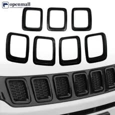 7PCS Fibra De Carbono ABS Grille Inserts Grelha Frontal Kit De Guarnições Da Armação Para 2017-2020 Jeep Compass