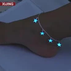 Sandália Brilhante Luminosa Descalços Pulseira De Praia Com Corrente Para Tornozeleira