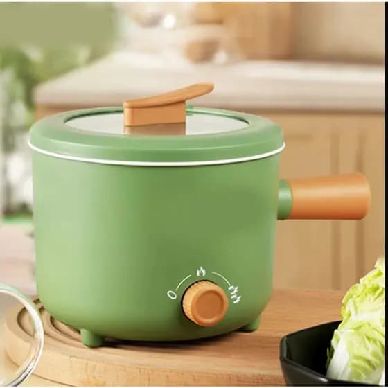 Fogão Multifuncional Doméstico 220V 1.8L, Panela Elétrica Mini de Camada Única/Dupla, Utensílio de Cozinha Anti-queimadu