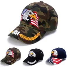 Boné de Beisebol Masculino, Bonés Snapback Animal Farm para Mulheres, Bordado Águia Americana e Bandeira dos EUA, Boné T
