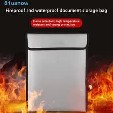 Saco De Documentos À Prova De Fogo USNOW1 , Bolsa De Armazenamento Segura Para Dinheiro D'água Com Tira Pegajosa , Anti-