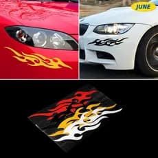 Junho 2pcs Adesivo De Carro Texto Palavra Popular Chama Fogo