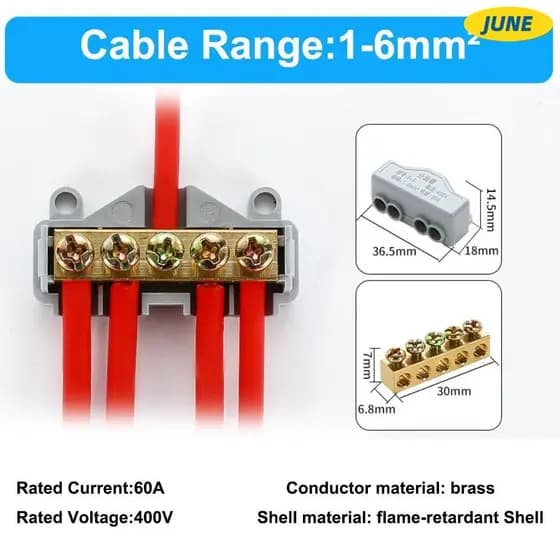 Divisor De Alta Potência De Junho , Bloco Terminal Rápido De Latão Condutor , Conector De Fio Elétrico