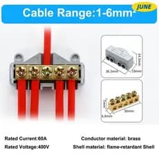 Divisor De Alta Potência De Junho , Bloco Terminal Rápido De Latão Condutor , Conector De Fio Elétrico