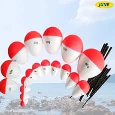 Junho 10 Pçs/Set Bóia De Pesca , 3/5/10/20g EVA Bobber Vermelho Branco Contas De Flutuadores De Alta Qualidade