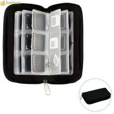 Bolsa De Armazenamento De Cartão De Memória LONTIME , Caixa De Nylon À Prova D'água , 22 Slots Para CF/SD/Micro SDHC/MS/