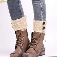 LONTIME Capa Para Botas Aquecedores , Toppers De Lã De Cor Sólida , Tricô Feminino Com Polainas De Botão