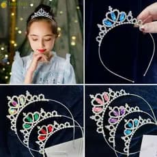 LONTIME Tiara De Coroa De Princesa , Faixa De Cabelo De Liga , Strass , Joias