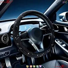 Protetor De Volante Do Carro , Bling Brilhante Interior Antiderrapante Cristal Diamante Capa