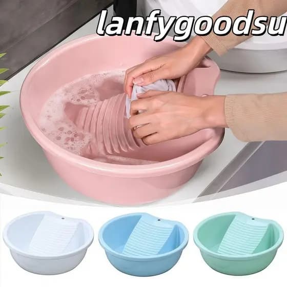 LANFYGOODS Lavatório Para Lavanderia , Bacia De Limpeza De Roupas Íntimas Antiderrapantes De Plástico , Banheira De 2 Em