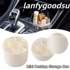 LANFYGOODS Suporte De Pincel De Maquiagem , Mini Caixa De Armazenamento De Mesa Redonda , Rack Papelaria Separado Rotati