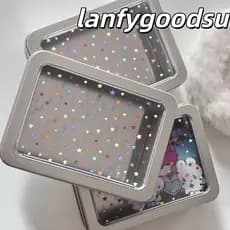 LANFYGOODS Caixa De Lata De Armazenamento De Cartão , Fotográfico Com Capa Transparente Estilo INS Coreano , À Prova De