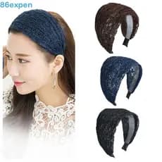EXPEN1 Faixa De Cabelo De Malha De Renda , Larga De Flor Acessórios , Tiaras Laterais Largas Para Mulheres